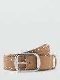 Mango Muriel Stud Suede Belt, Pastel Brown