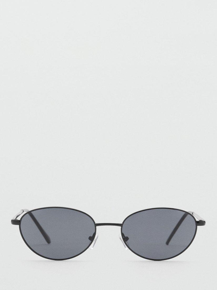 Product image 1 of 4, which shows Mango Jory Oval Sunglasses, Black