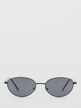 Mango Jory Oval Sunglasses, Black
