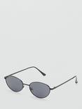 Mango Jory Oval Sunglasses, Black