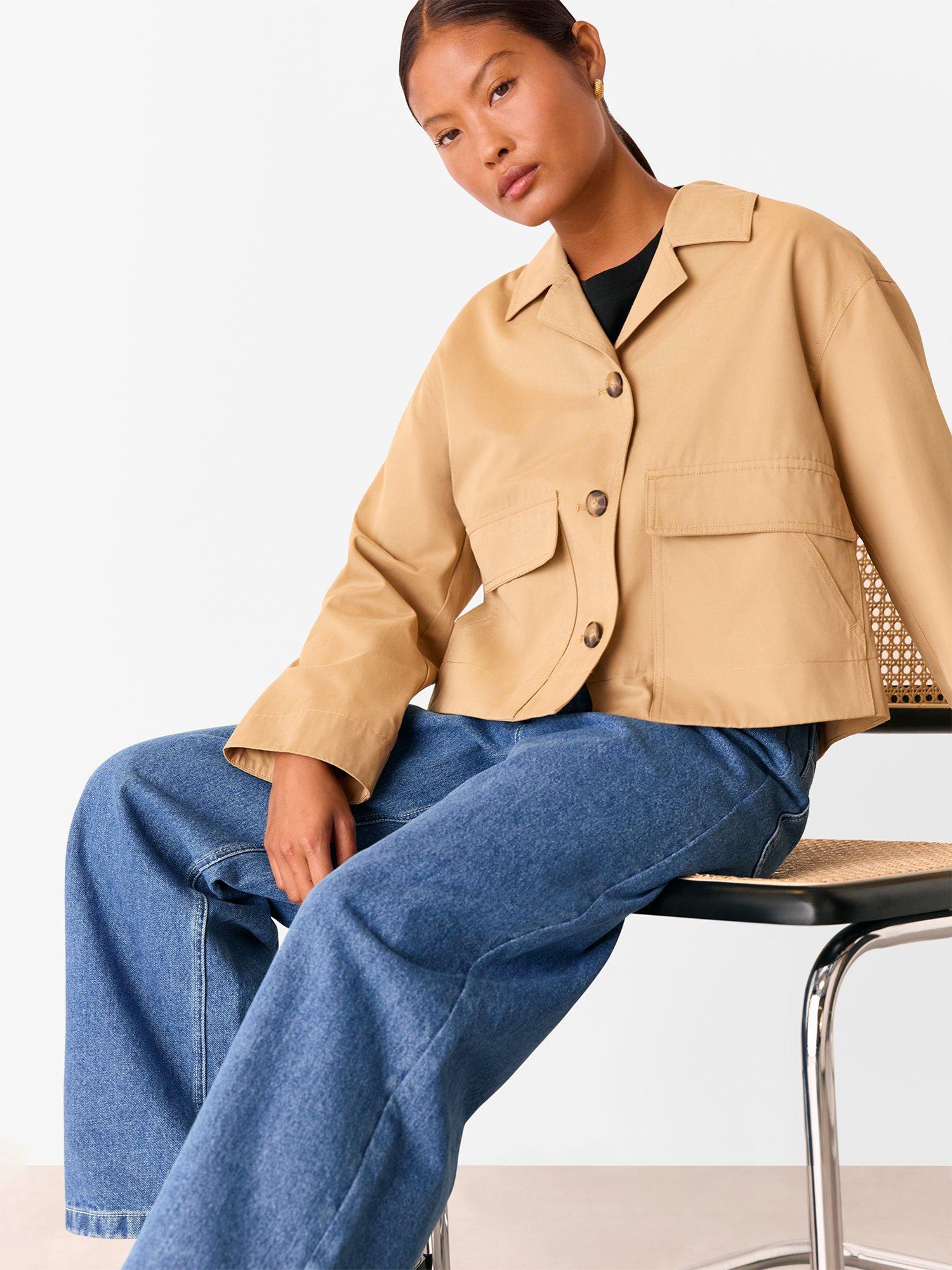 Product image 3 of 5, which shows Whistles Petite Short Trench Jacket, Neutral, 6