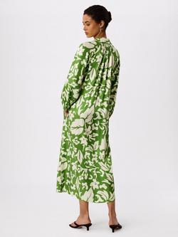 Whistles Floral Print Trapeze Midi Shirt Dress - view 2, Green/Multi