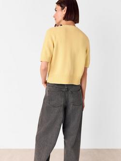 Whistles Short Sleeve Cotton Buttoned Cardigan - view 2, Yellow
