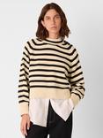 Whistles Stripe Button Detail Jumper, Ivory/Multi
