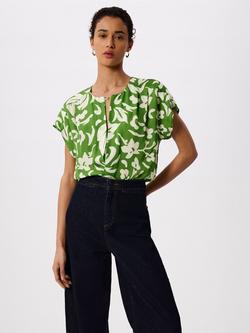 Whistles Floral Keyhole Blouse, Green/Multi, Green/Multi