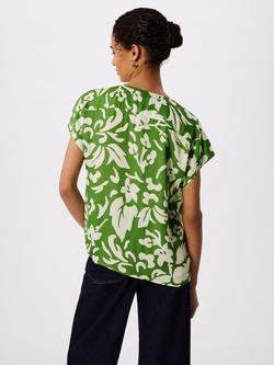 Whistles Floral Keyhole Blouse, Green/Multi - view 2, Green/Multi