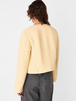 Whistles Textured Collarless Jacket, Butter - view 2, Butter