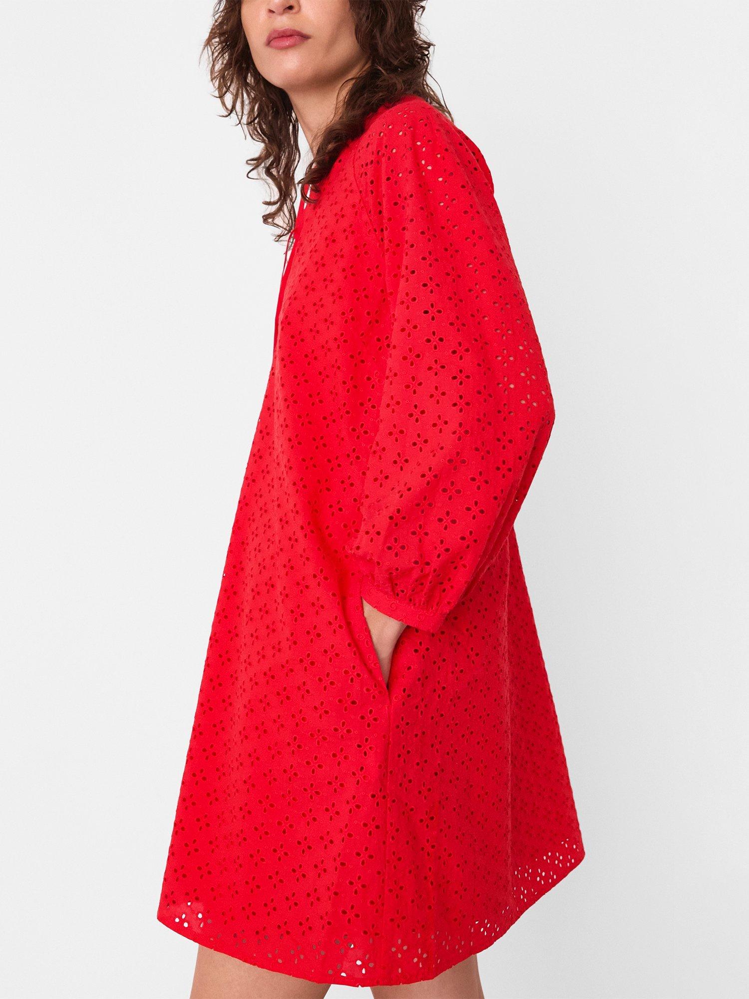 Product image 4 of 5, which shows Whistles Broderie Anglaise Mini Dress, Red, 6