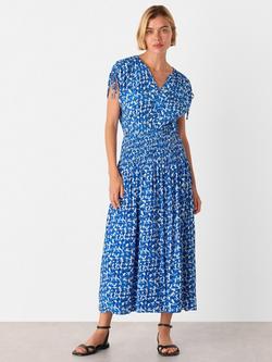 Whistles Brushed Stroke Midi Dress, Blue/Multi, Blue/Multi