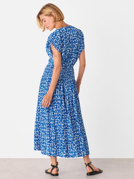 Whistles Brushed Stroke Midi Dress, Blue/Multi - view 2, Blue/Multi
