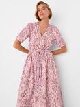 Whistles Leopard Print Flared Midi Dress, Pink/Multi