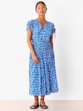 Whistles Petite Brushed Stroke Midi Dress, Blue/Multi