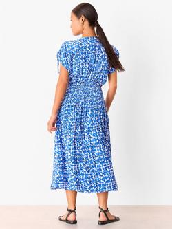 Whistles Petite Brushed Stroke Midi Dress, Blue/Multi - view 2, Blue/Multi