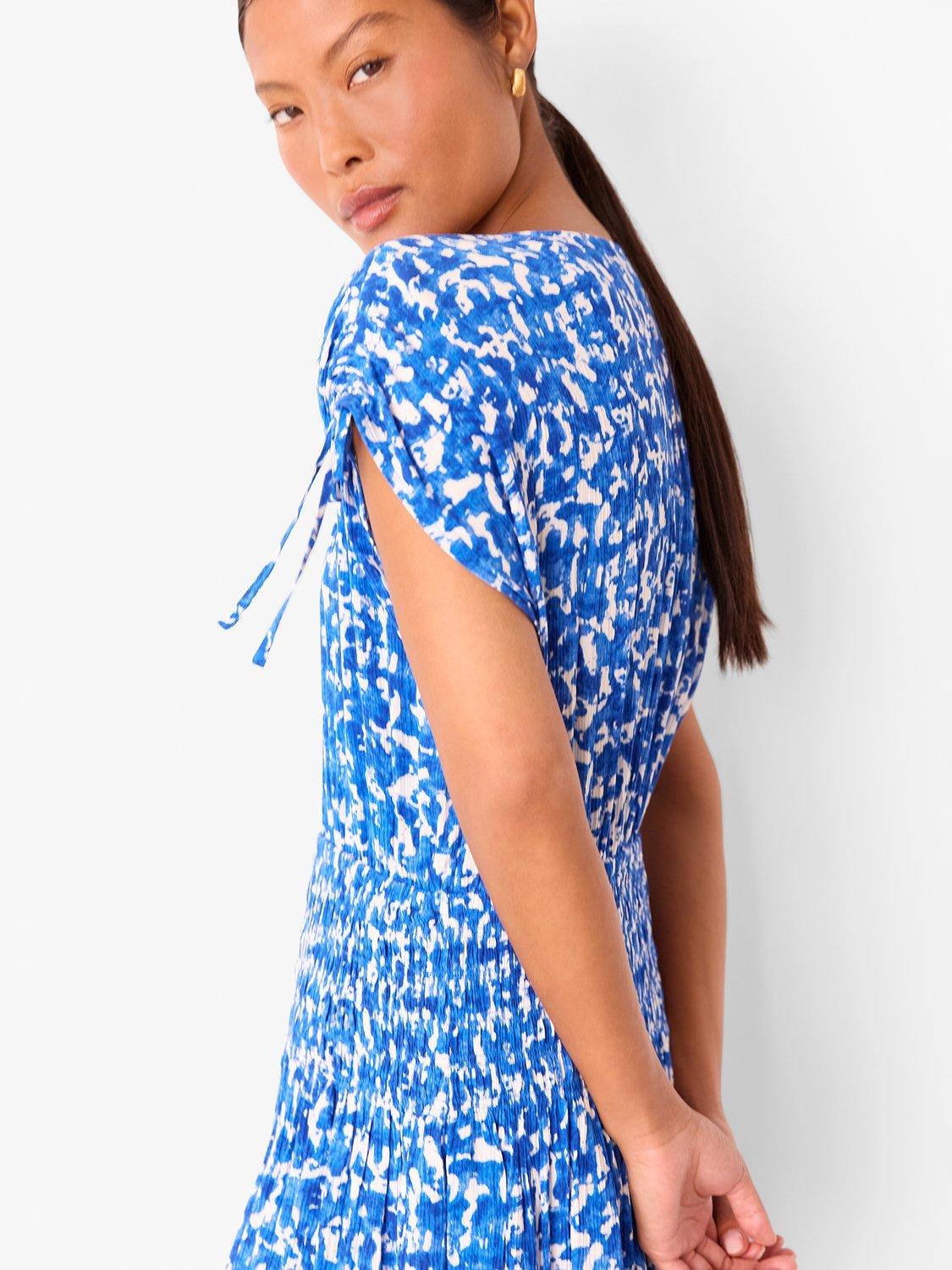 Product image 4 of 5, which shows Whistles Petite Brushed Stroke Midi Dress, Blue/Multi, 6