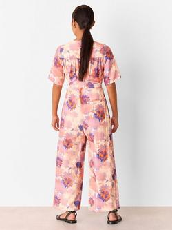Whistles Petite Floral Button Front Jumpsuit, Pink/Multi - view 2, Pink/Multi