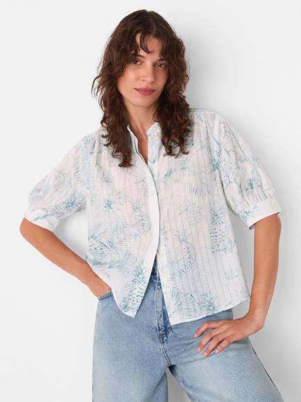 Whistles Pineapple Textured Shirt, Ivory/Multi, Ivory/Multi