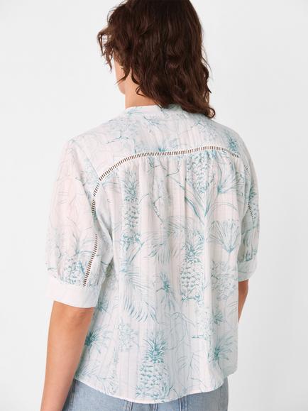 Whistles Pineapple Textured Shirt, Ivory/Multi - view 2, Ivory/Multi