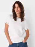 Whistles Broderie Trim Detail T-Shirt, White