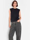 Whistles Edie Sleeveless Vest Top, Black