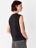 Whistles Edie Sleeveless Vest Top, Black