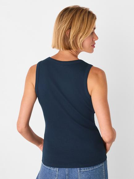 Whistles Ellis V-Neck Jersey Vest Top, Navy - view 2, Navy