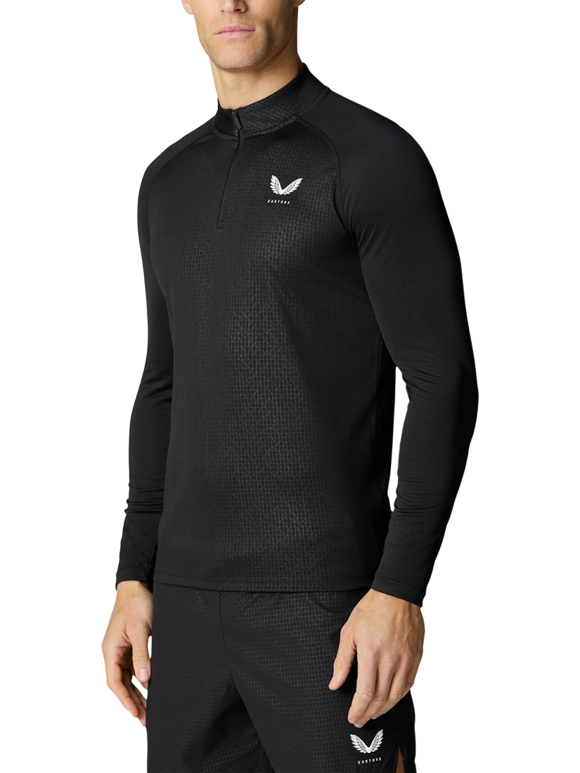 Product image 1 of 3, which shows Castore Adapt Long Sleeve 1/4 Zip Top, Black, S