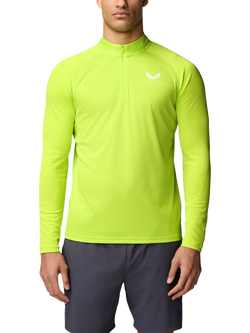 Castore Adapt Long Sleeve 1/4 Zip Top, Acid Lime/White