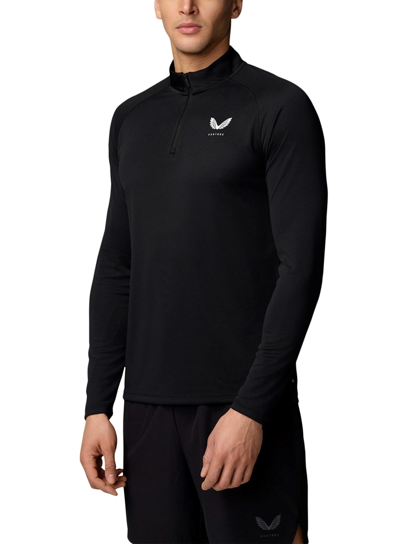 Product image 1 of 3, which shows Castore Men's Adapt Long Sleeve Quarter-Zip Training Top, Black/White, S