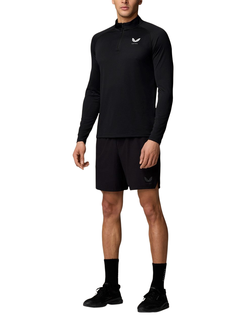 Product image 3 of 3, which shows Castore Men's Adapt Long Sleeve Quarter-Zip Training Top, Black/White, S