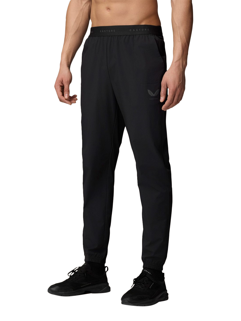Product image 1 of 3, which shows Castore Woven Joggers, Black/Gunmetal, S