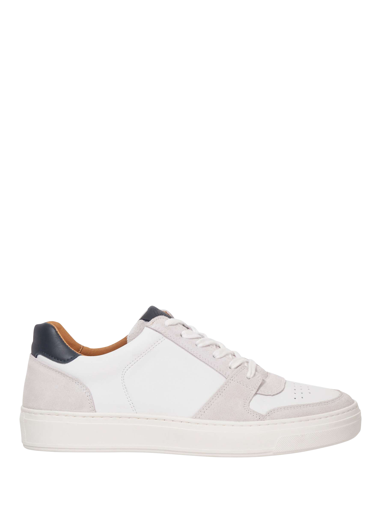 Product image 1 of 6, which shows Dune London Tawly Leather Lace Up Trainers, White/Multi, EU40