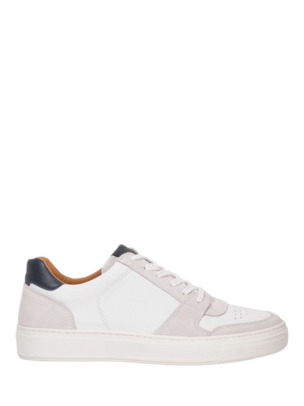 Dune London Tawly Leather Lace Up Trainers, White/Multi