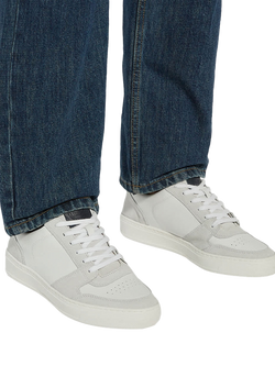 Dune London Tawly Leather Lace Up Trainers - view 2, White/Multi