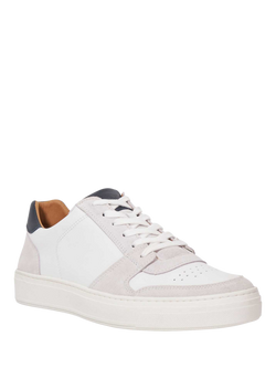 Dune London Tawly Leather Lace Up Trainers, White/Multi - view 2, White/Multi