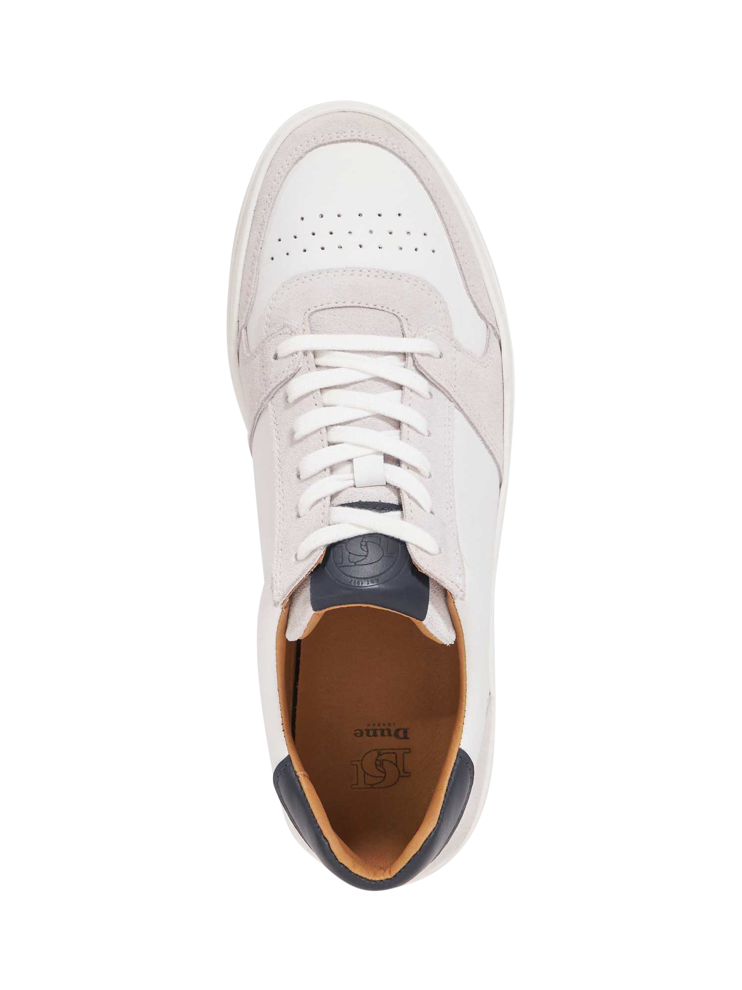 Product image 4 of 6, which shows Dune London Tawly Leather Lace Up Trainers, White/Multi, EU40