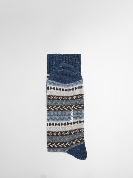 Barbour Wool Blend Fleck & Fairisle Socks, Pack of 2, Midnight Oak - view 2, Midnight Oak