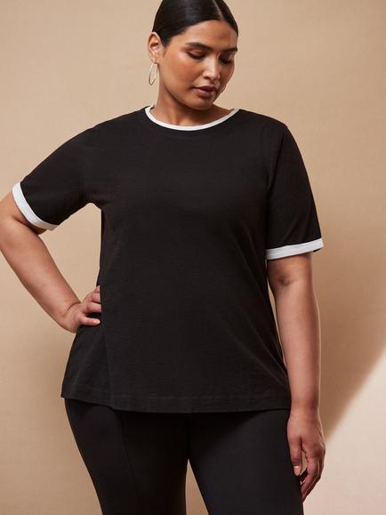 Live Unlimited Curve Contrast Trim T-Shirt, Black, Black