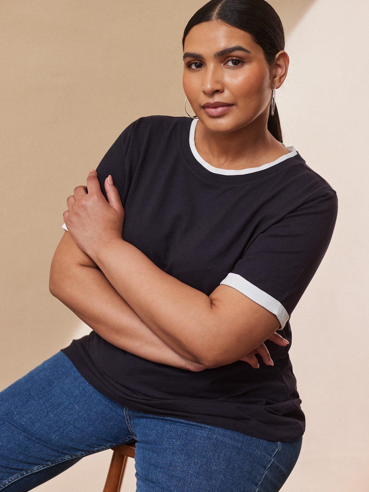 Product image 1 of 4, which shows Live Unlimited Curve Colour Contrast T-Shirt, Blue, 12R