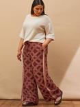 Live Unlimited Curve Geometric Wide Leg Trousers, Brown
