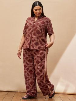 Live Unlimited Curve Geometric Wide Leg Trousers, Brown - view 2, Brown