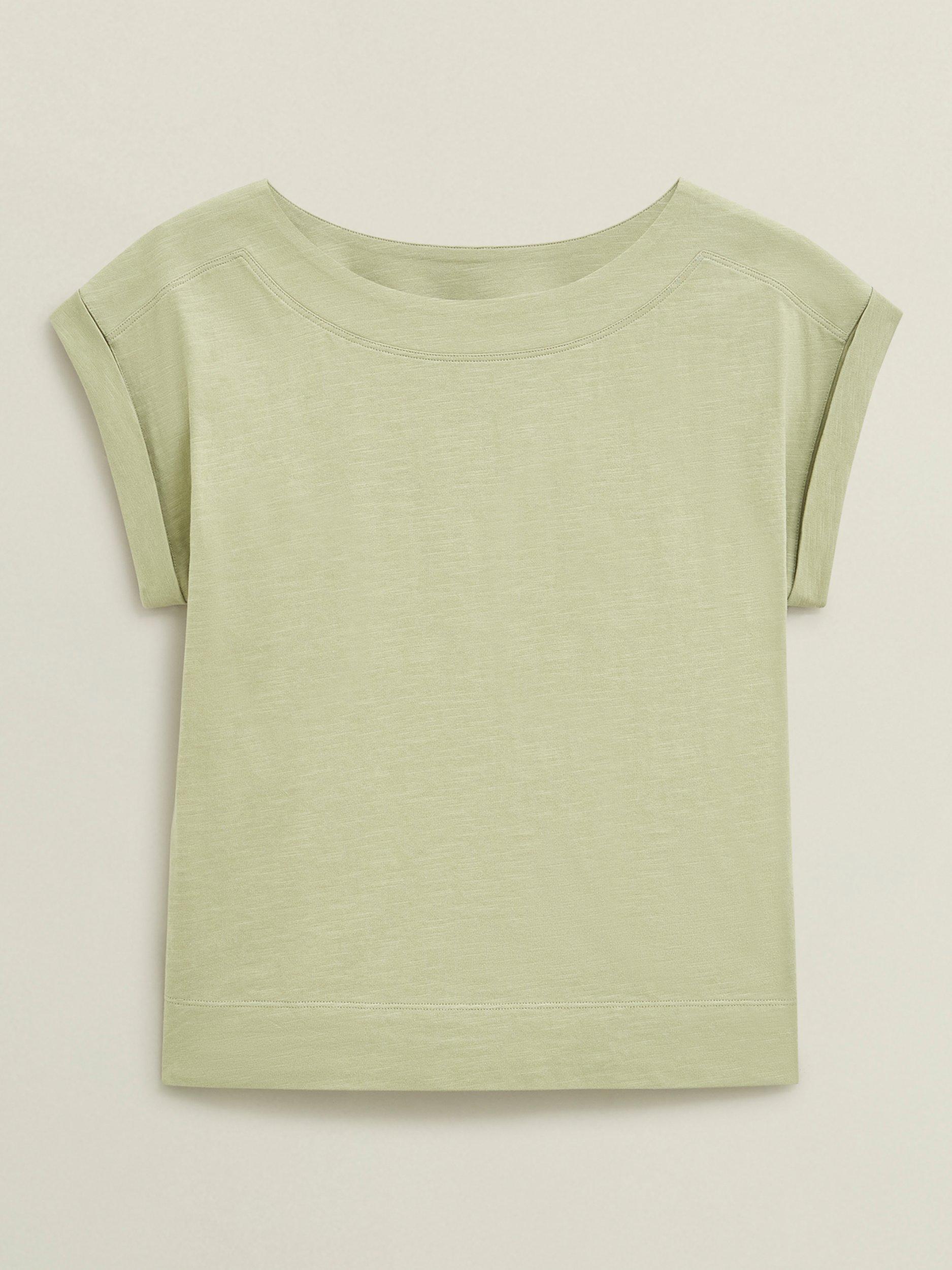 Product image 4 of 11, which shows Hobbs Alycia Slub T-Shirt, Pale Sage, XS