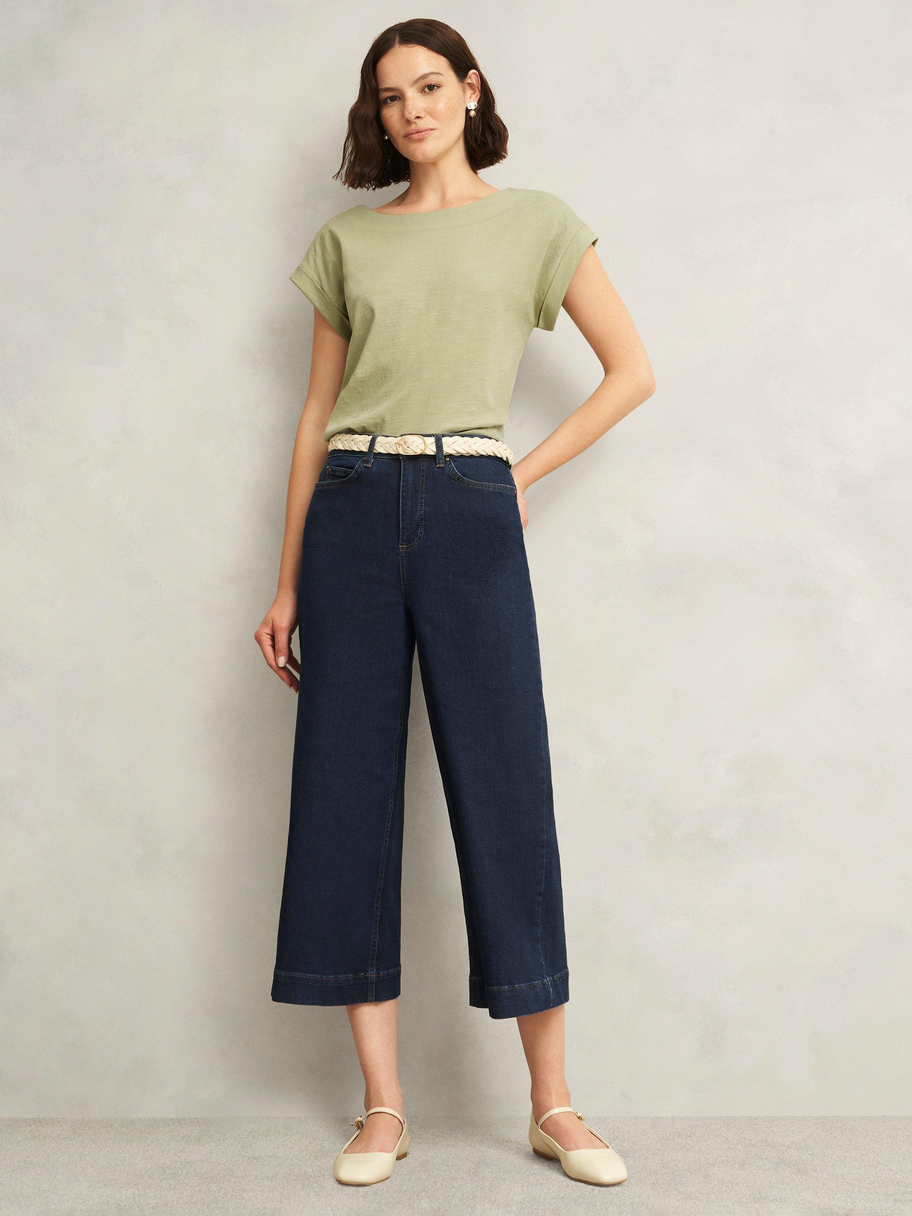 Product image 5 of 11, which shows Hobbs Alycia Slub T-Shirt, Pale Sage, XS