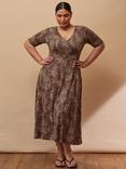 Live Unlimited Curve Leopard Print Midi Dress, Brown