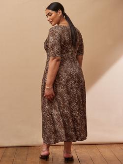 Live Unlimited Curve Leopard Print Midi Dress, Brown - view 2, Brown