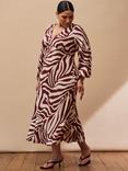 Live Unlimited Curve Animal Stripe Midi Dress, Natural