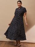 Live Unlimited Curve Polka Dot Shirt Dress, Black