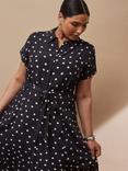 Live Unlimited Curve Polka Dot Shirt Dress, Black
