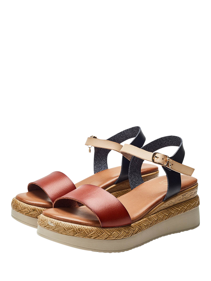 Product image 2 of 4, which shows Moda in Pelle Nyx Porvair Sandals, Navy/Tan, 3