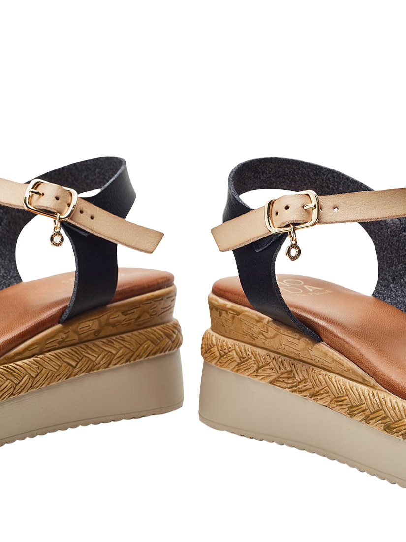 Product image 4 of 4, which shows Moda in Pelle Nyx Porvair Sandals, Navy/Tan, 3