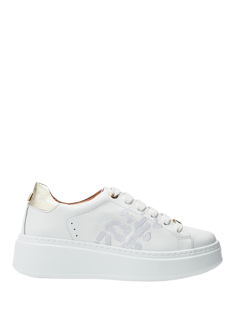Product image 1 of 4, which shows Moda in Pelle Ambretta Leather Trainers, White, 3